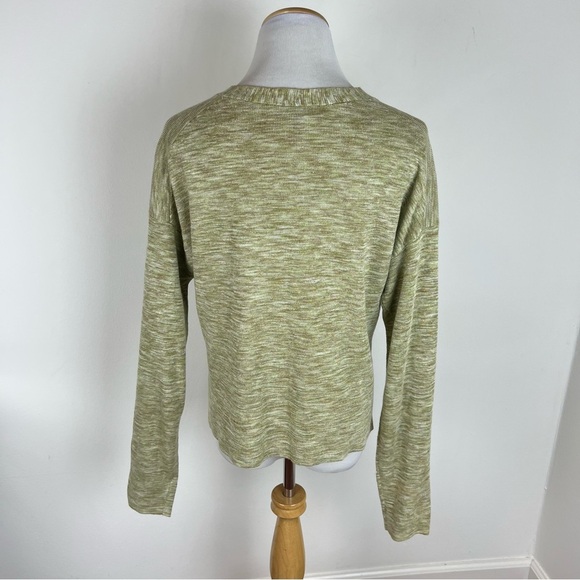THEORY Hanalee Cropped Green V-Neck Cardigan Sweater Linen Size M - Picture 5 of 9